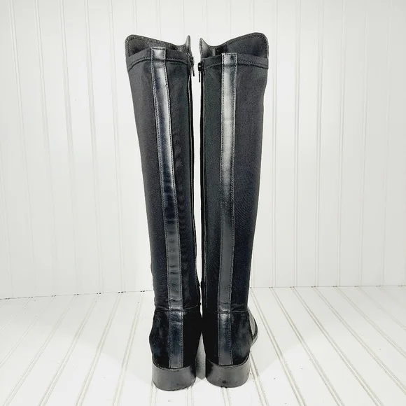 Luichiny Trend Lee Black Leather Stretch Panel Over The Knee Zip Up Boots K29 - Picture 6 of 15